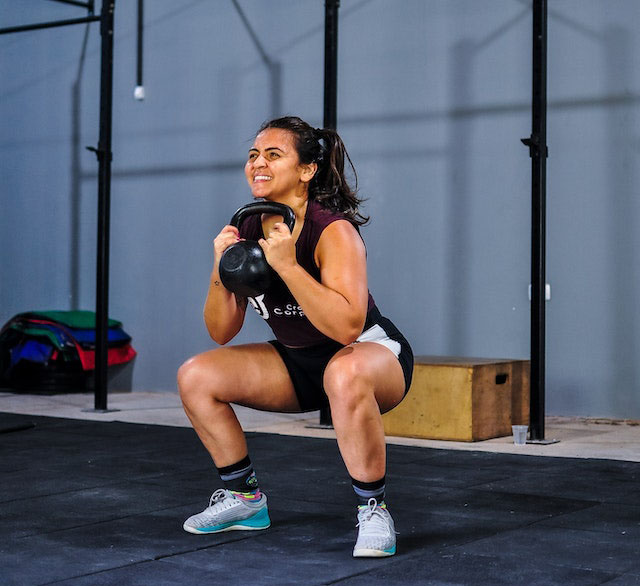 Squats with kettle bell